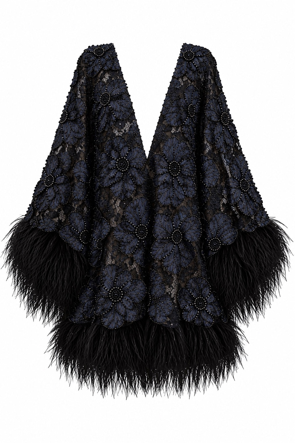 Navy Blue Feather Dress