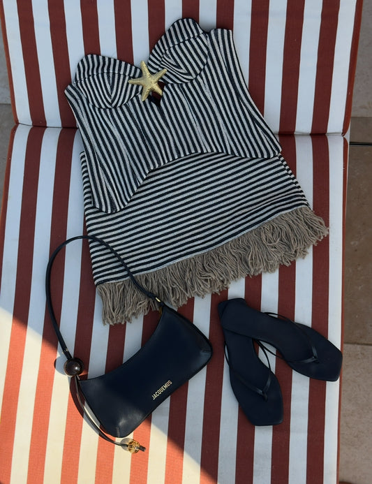 Striped Raffia Skirt