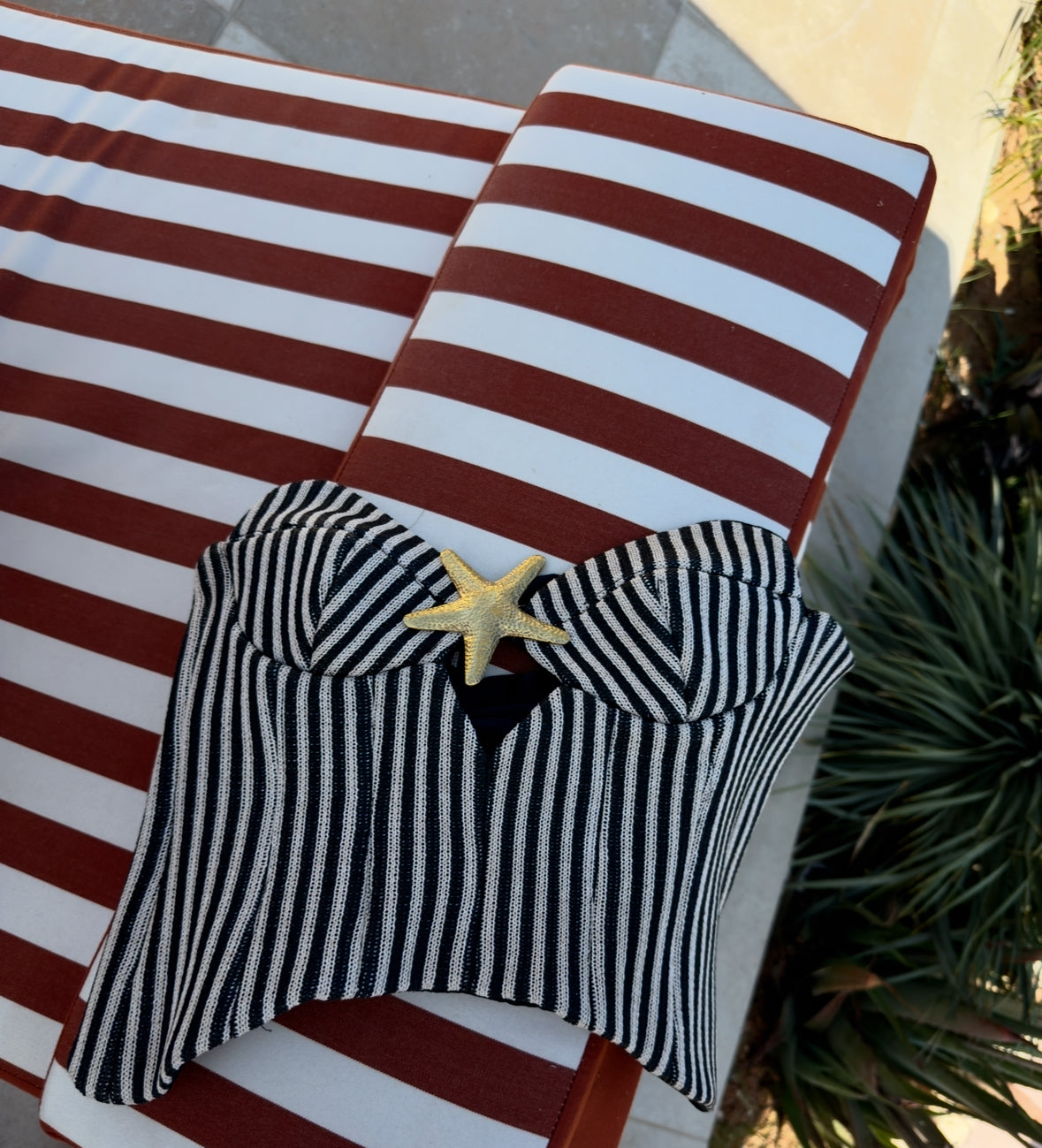 Striped Raffia Corset
