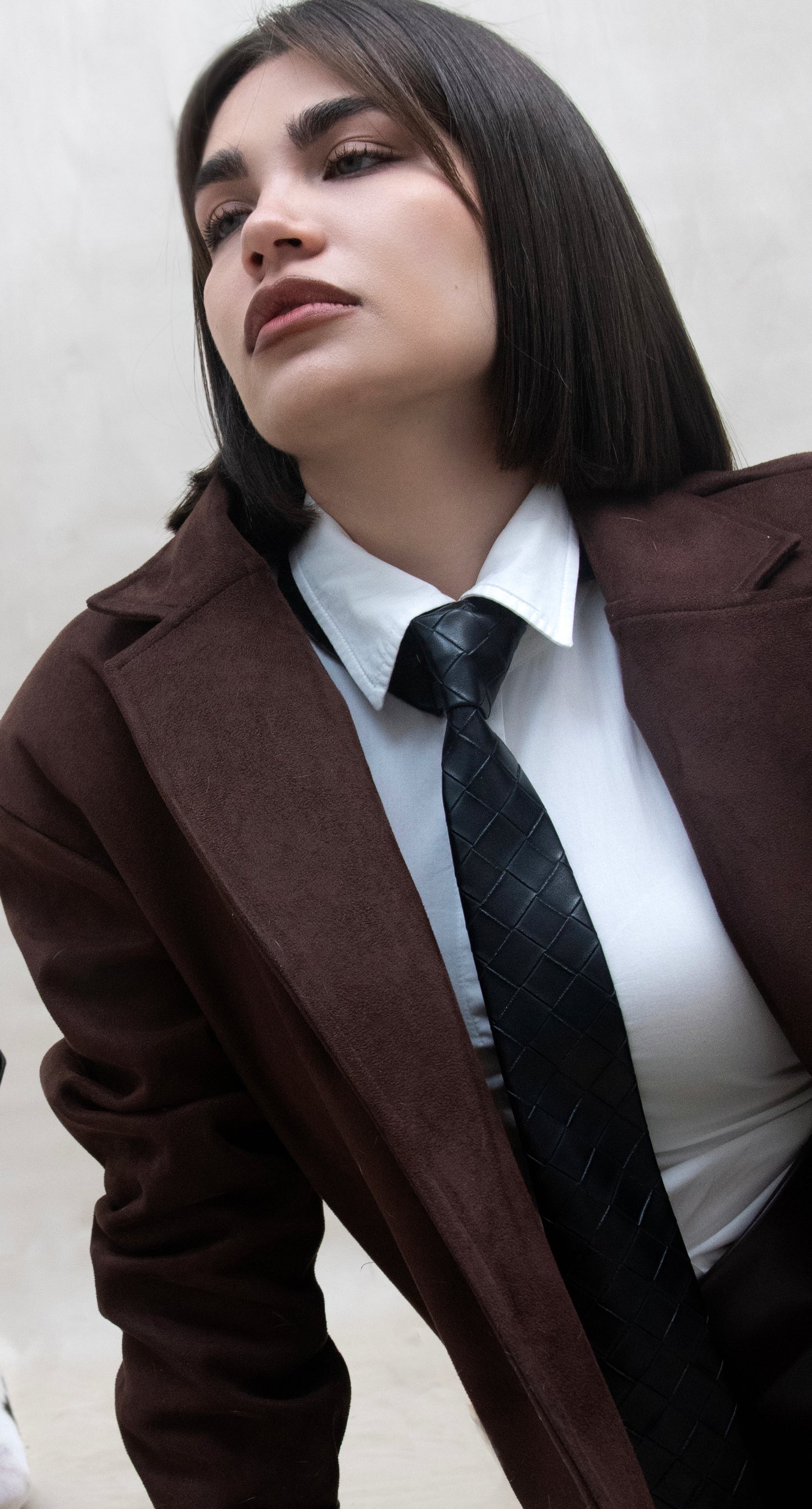 Checkered Leather Tie