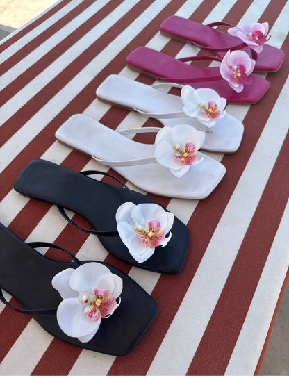 Fuchsia Leather Flip Flop