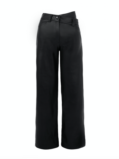 Double waistband leather Pants