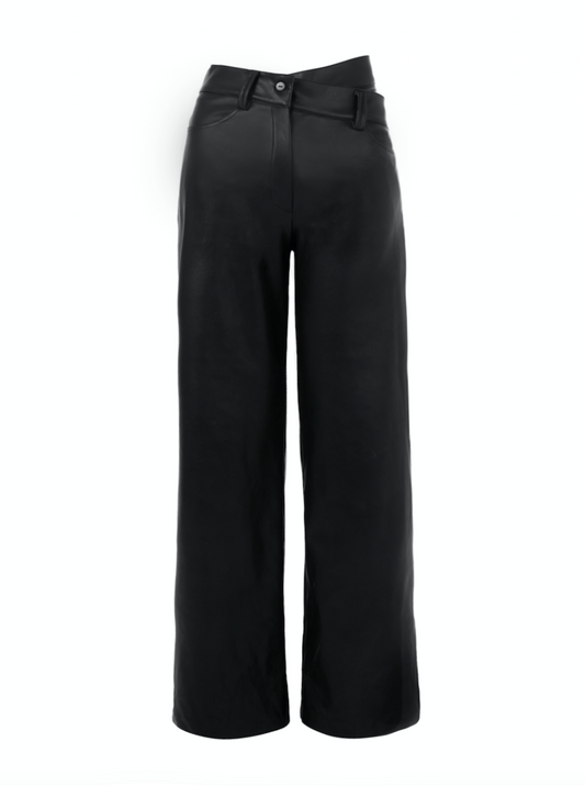 Double waistband leather Pants