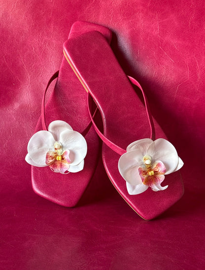 Fuchsia Leather Flip Flop