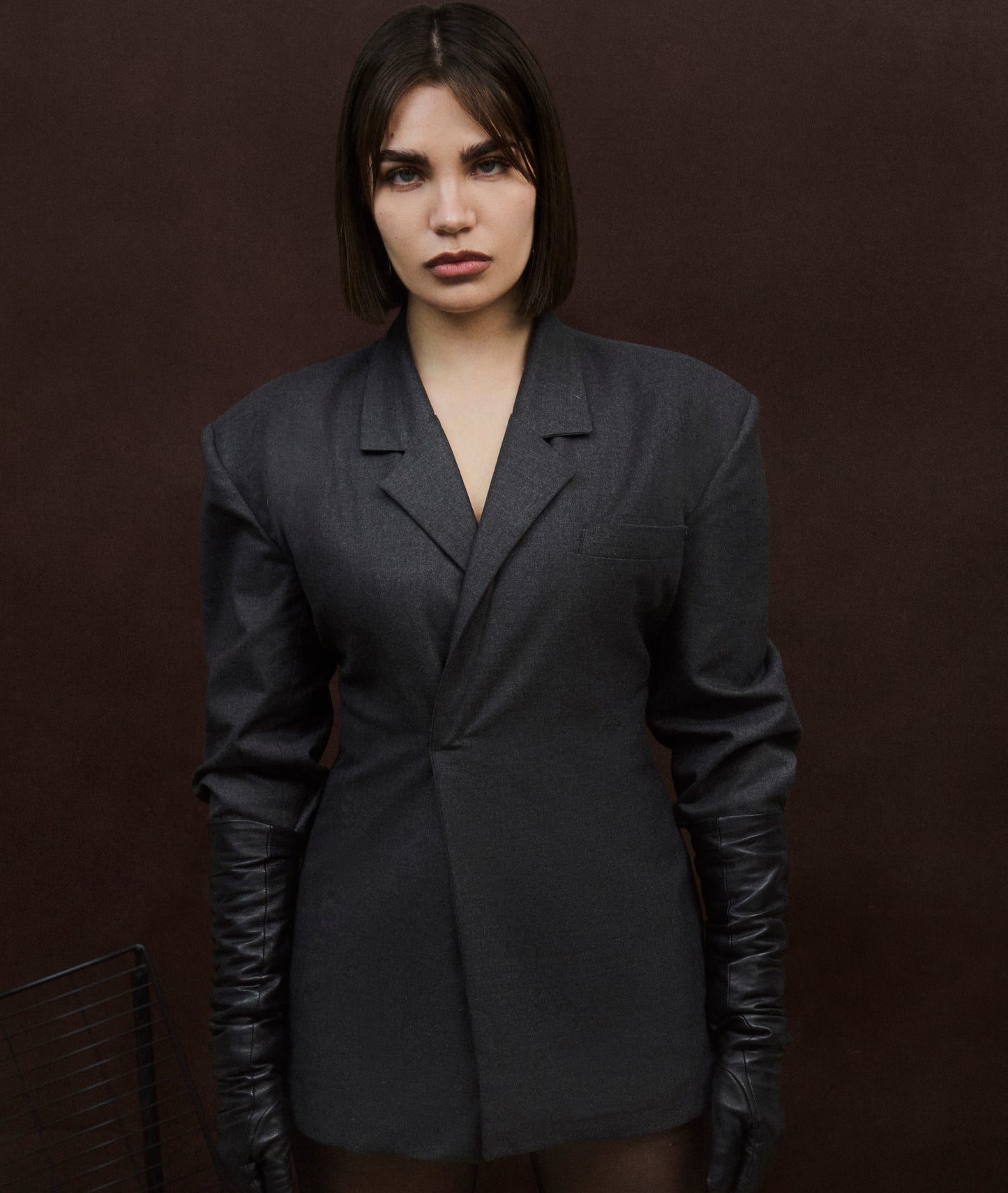 Grey Fitted Blazer Dress