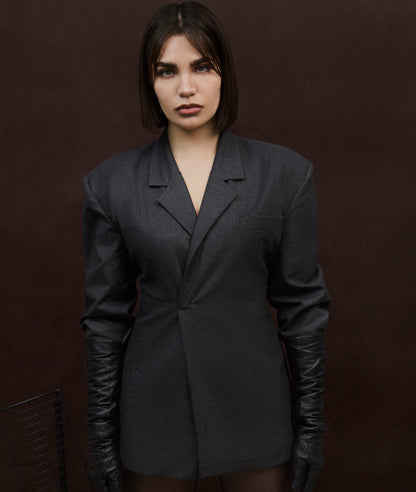 Grey Fitted Blazer Dress