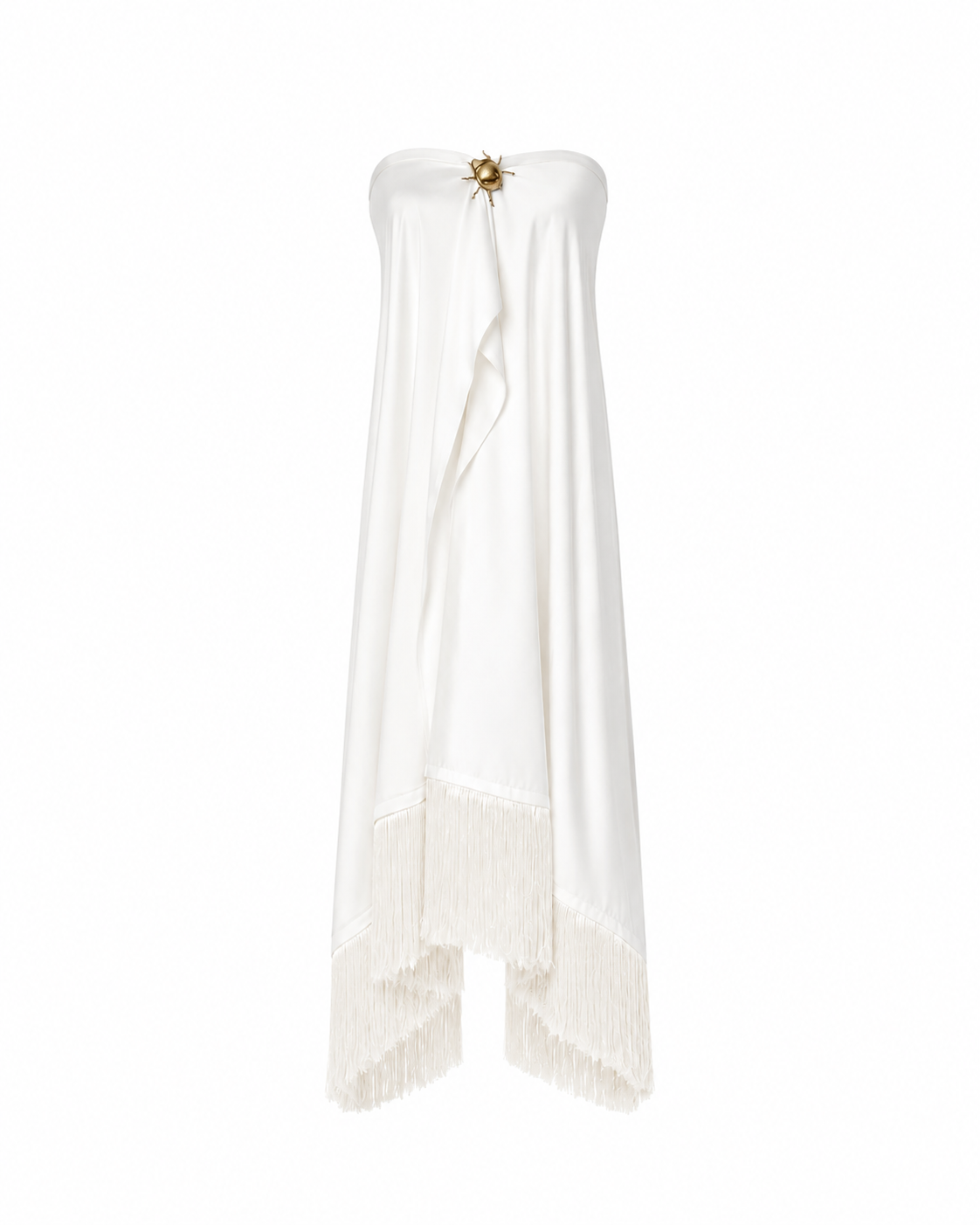 Creme Wrap Fringe Dress