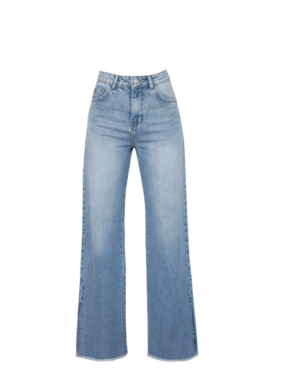 Light blue jeans on a white background