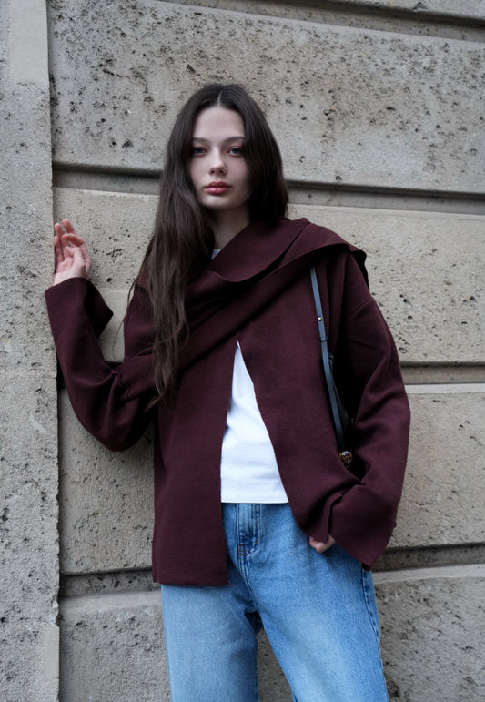 Burgundy Knit Cardigan