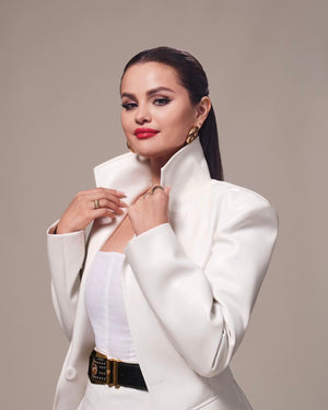 //SELENA GOMEZ// White Fitted Leather Blazer