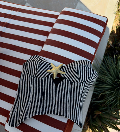 Striped Raffia Corset