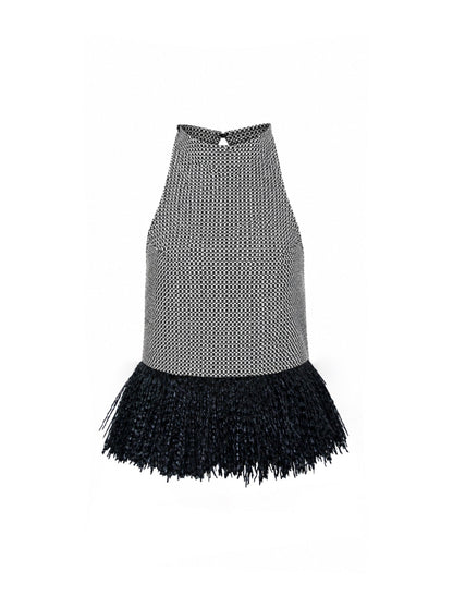top with black fringe bottom on a white background