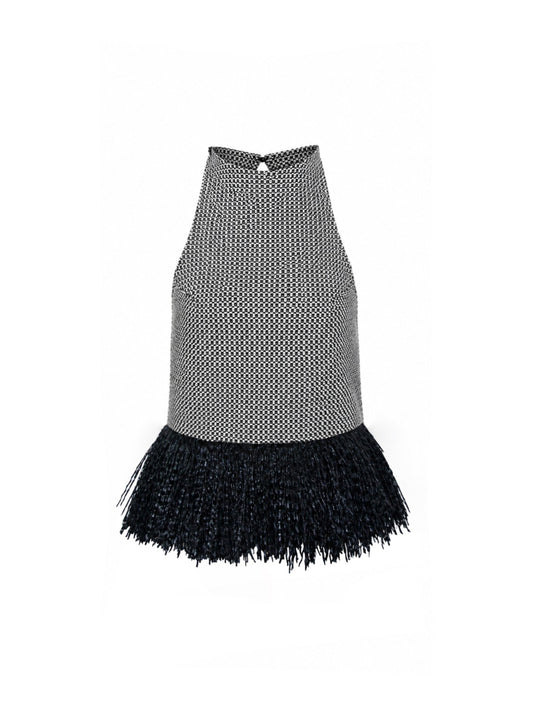 top with black fringe bottom on a white background