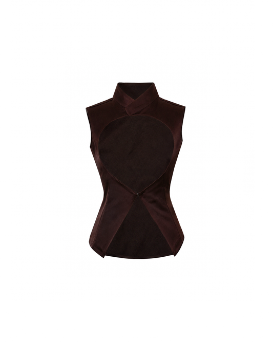 Brown Satin Vest/Top