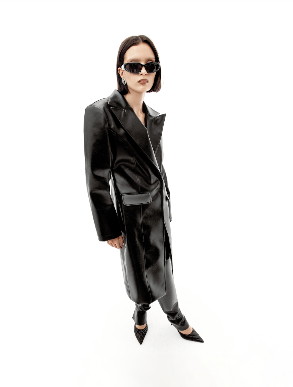 Black Fitted Leather Coat