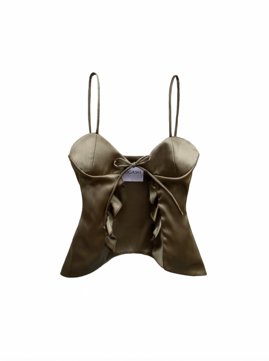 Olive Green Satin Top
