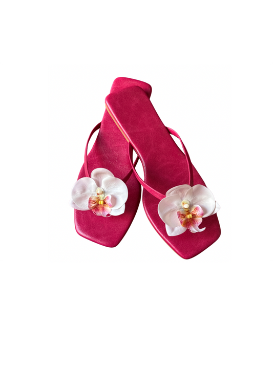 Fuchsia Leather Flip Flop