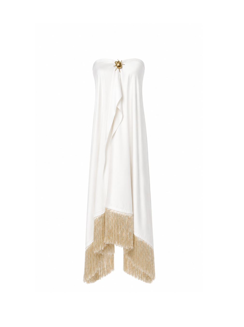 Creme Wrap Fringe Dress