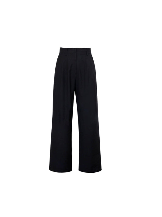 Black wide-leg pants on a white background