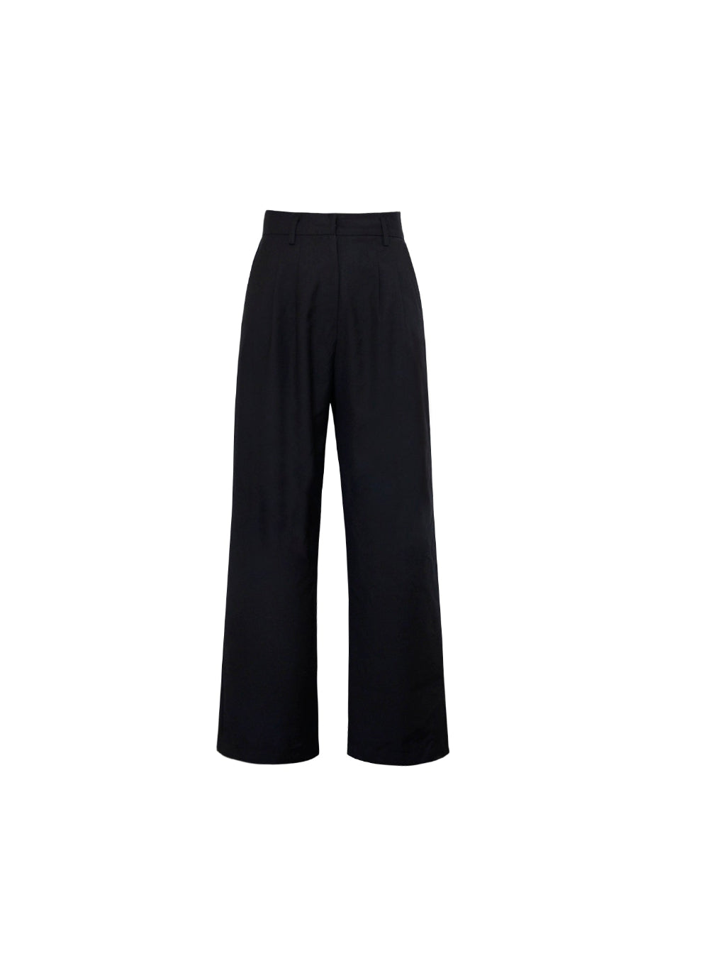 Black wide-leg pants on a white background