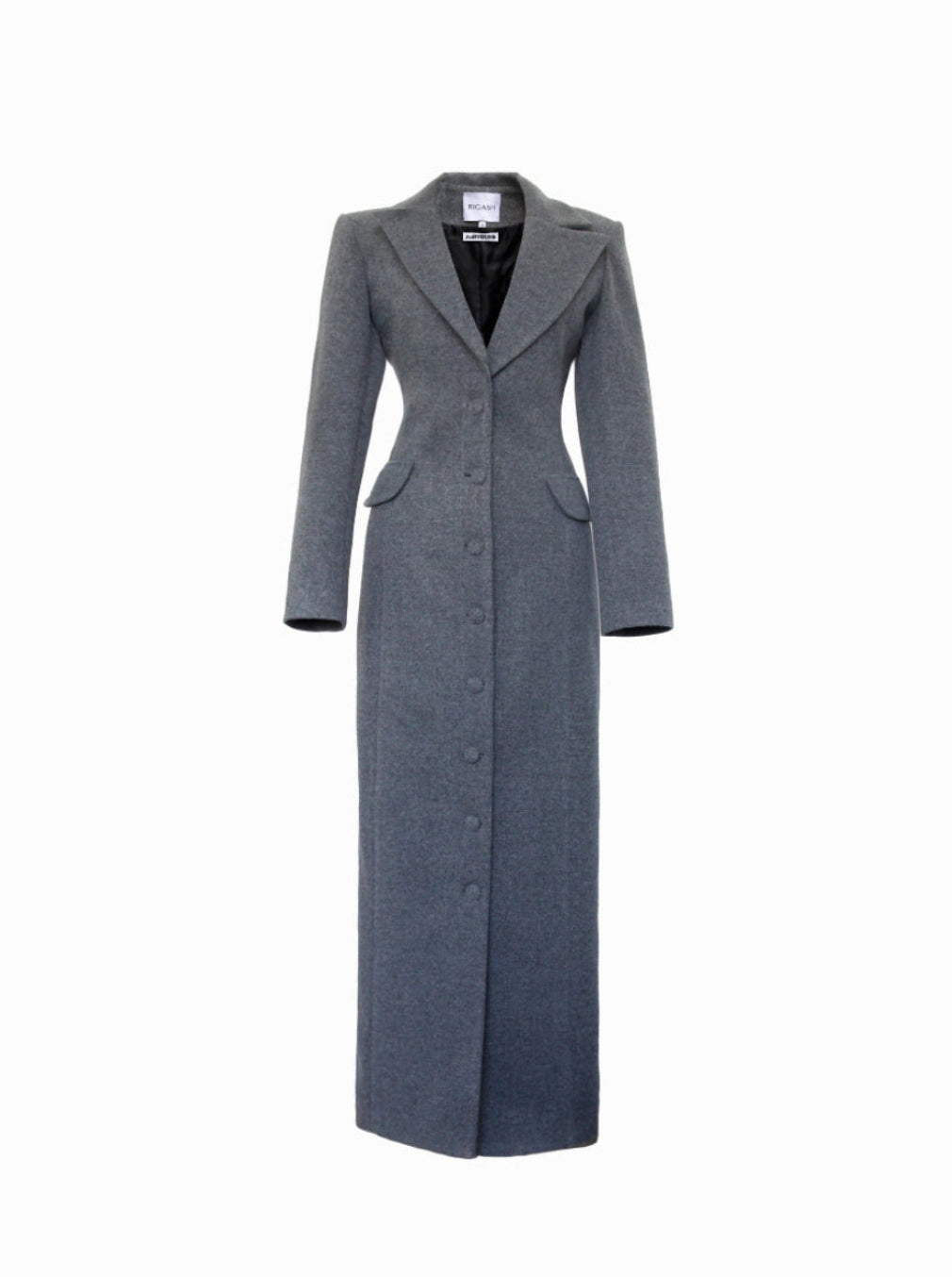 Gray long coat on a white background