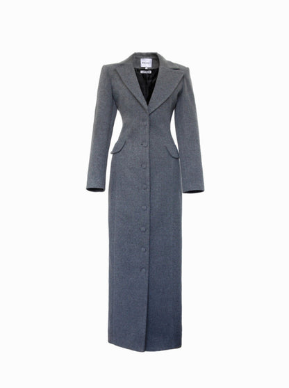 Gray long coat on a white background