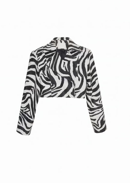 Faux Zebra Leather Jacket