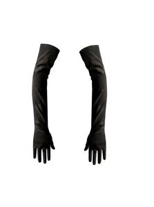 Black faux leather gloves.