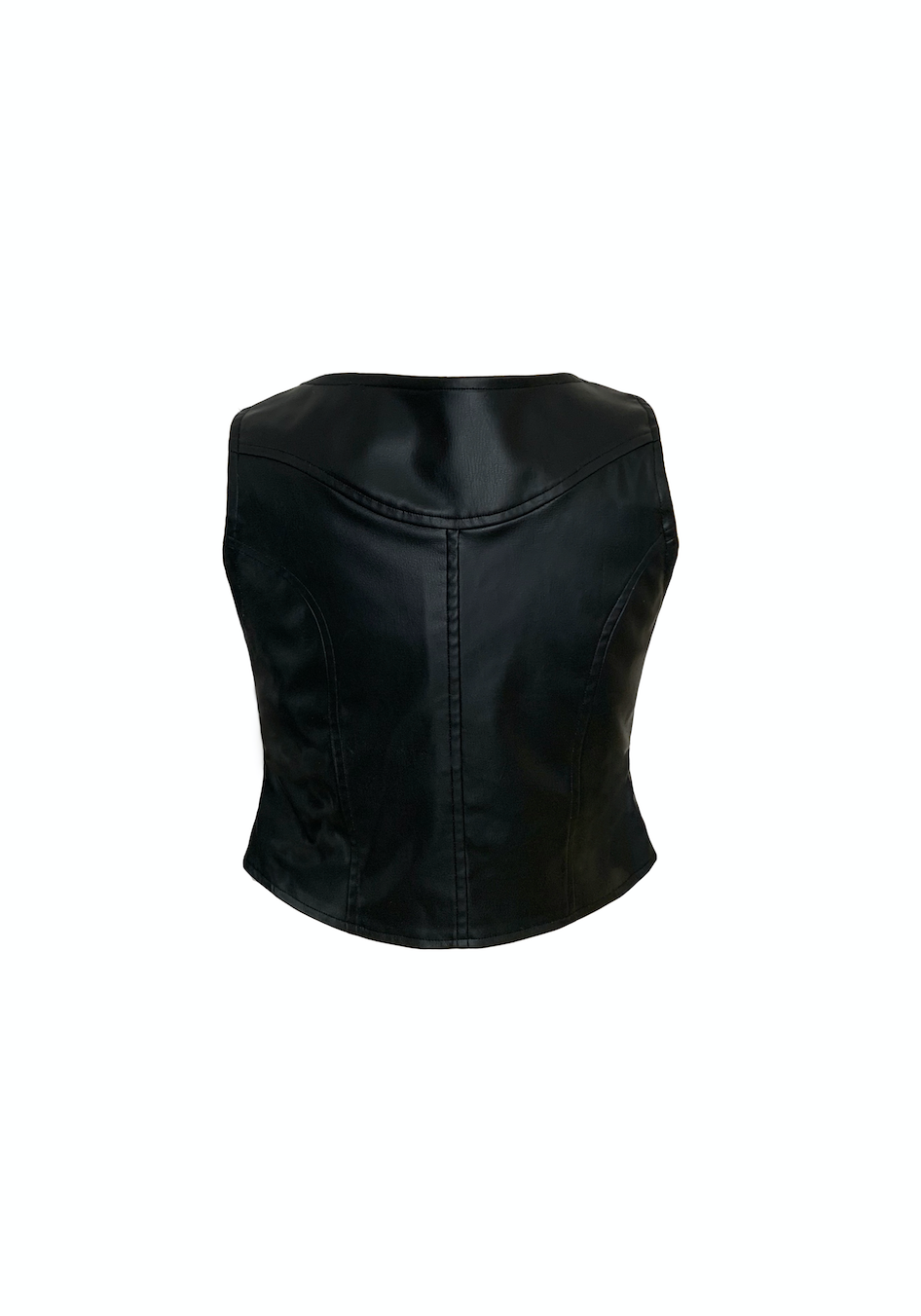 Faux Black Leather Vest