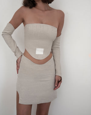 Nude linen arm sleeves 