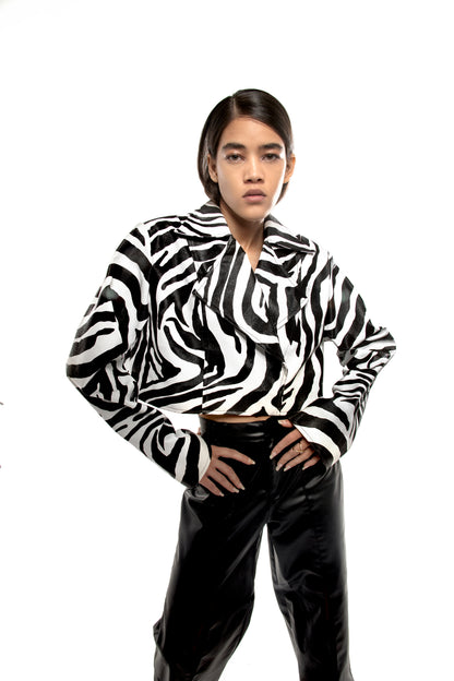 Faux Zebra Leather Jacket