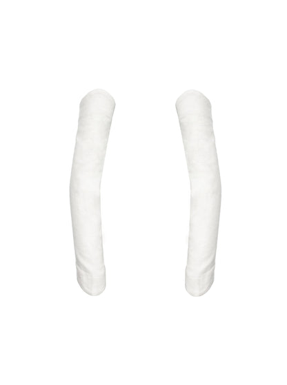 White linen arm sleeves .