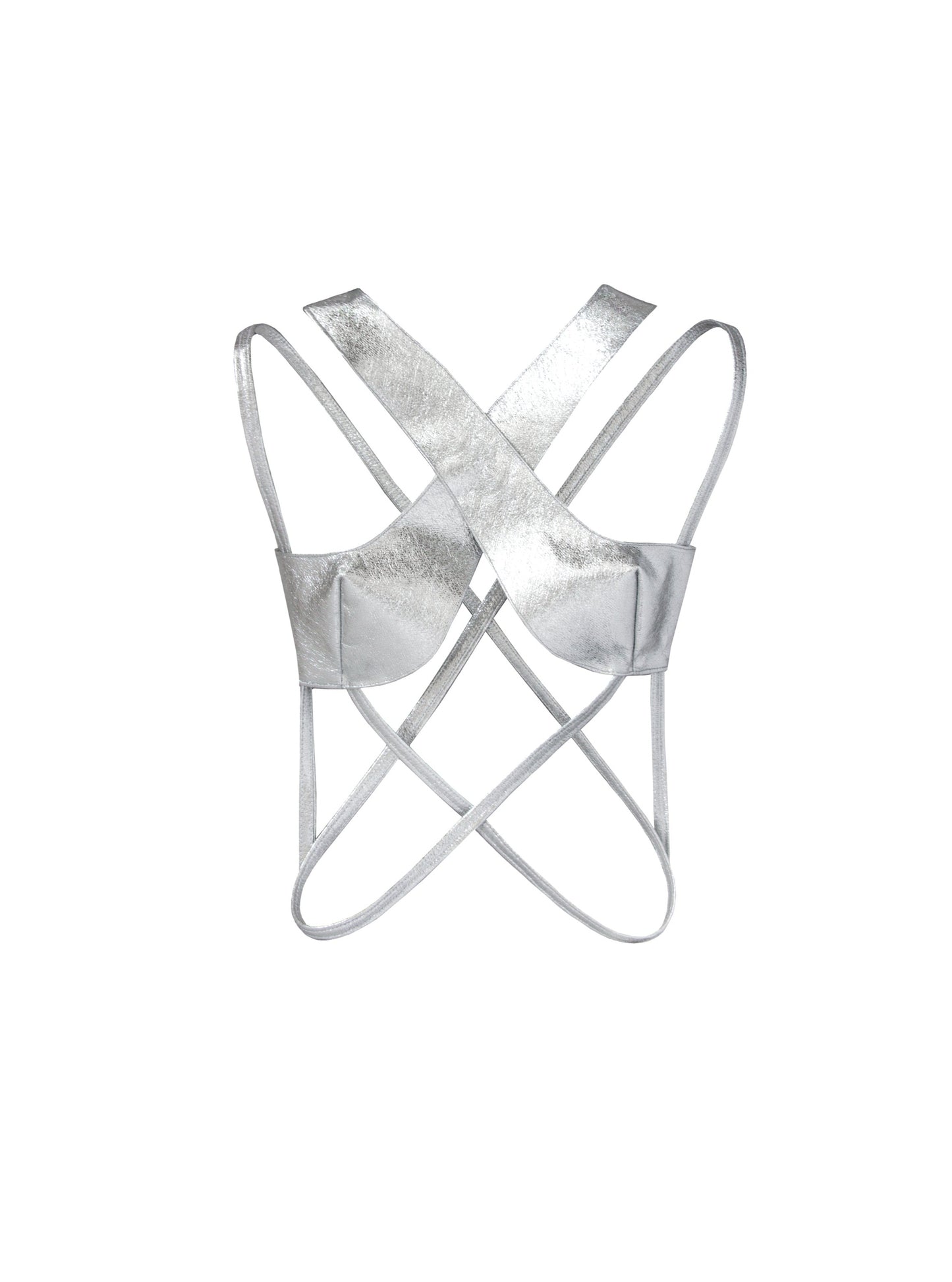 Silver Vinyl Leather Bralette