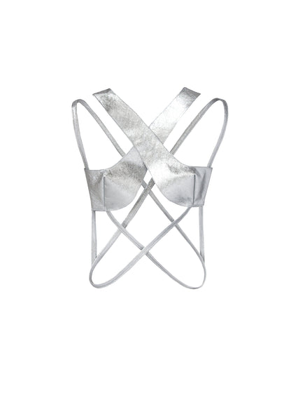 Silver Vinyl Leather Bralette