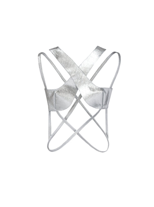 Silver Vinyl Leather Bralette