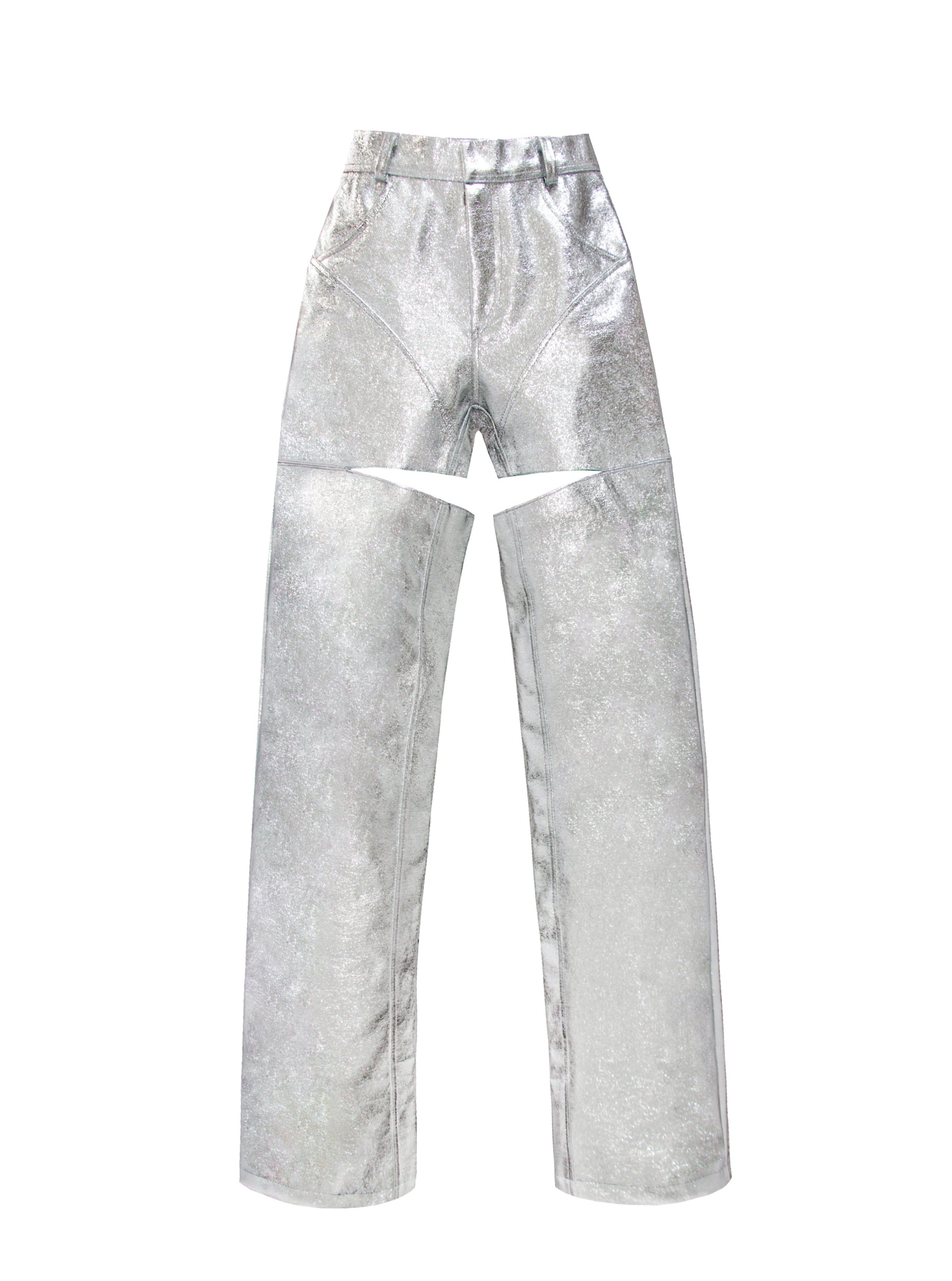 Silver Vinyl Leather Pants