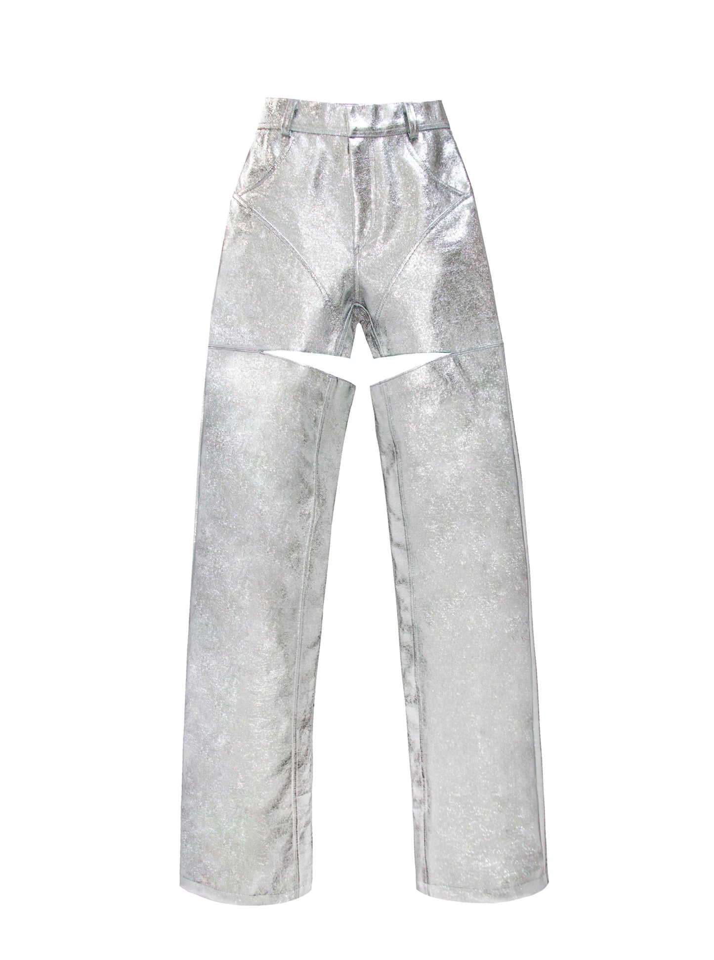 Silver Vinyl Leather Pants