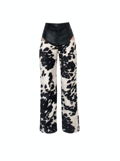 Faux Cow Suede/Leather Pants
