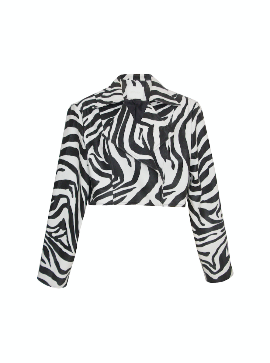 Faux Zebra Leather Jacket