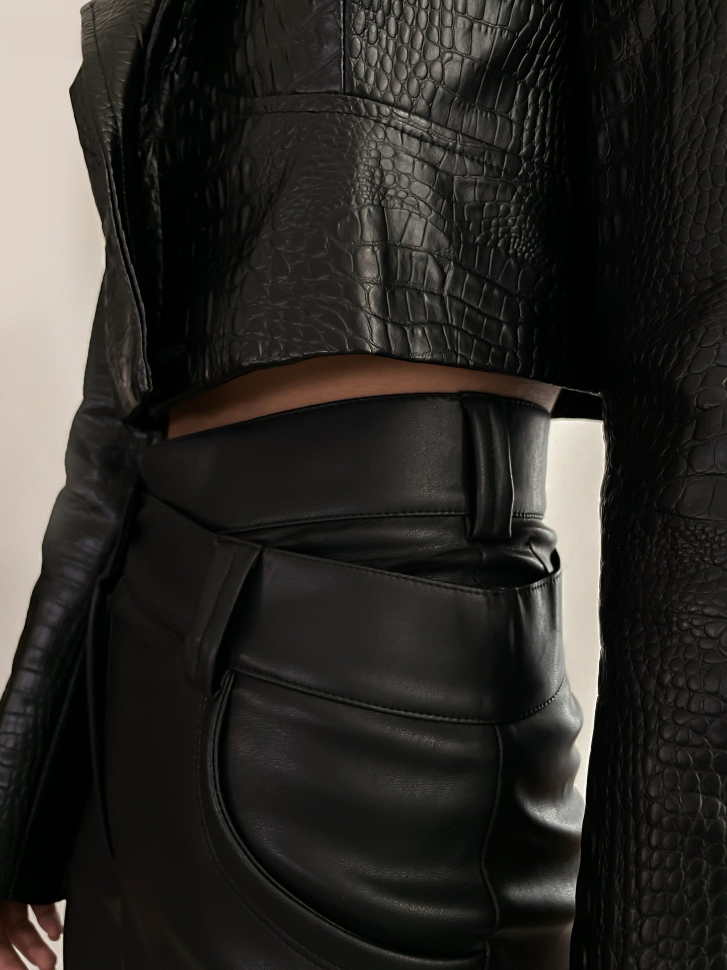 Double waistband leather Pants